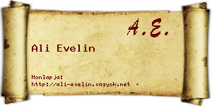 Ali Evelin névjegykártya